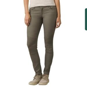 PrAna Hybrid Brenna Moto Style Pant Gravel Gray Olive Green Size 10